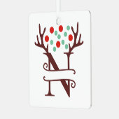 トイパーソナライズされたンデリア〔雄ジカの〕枝角名"N" メタルオーナメント (正面左)