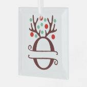 トイパーソナライズされたンデリア〔雄ジカの〕枝角名「O」 ガラスオーナメント (正面左)