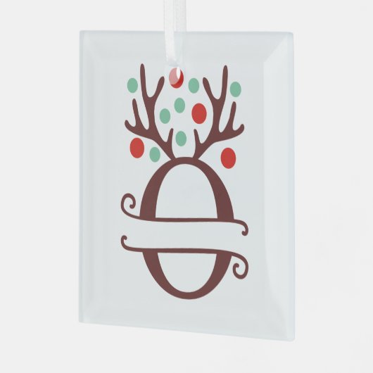 トイパーソナライズされたンデリア〔雄ジカの〕枝角名「O」 ガラスオーナメント (正面左)