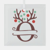 トイパーソナライズされたンデリア〔雄ジカの〕枝角名「O」 ガラスオーナメント (正面)