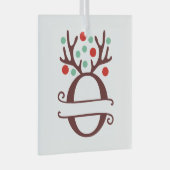 トイパーソナライズされたンデリア〔雄ジカの〕枝角名「O」 ガラスオーナメント (正面右)