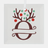 トイパーソナライズされたンデリア〔雄ジカの〕枝角名「O」 ガラスオーナメント (裏面)