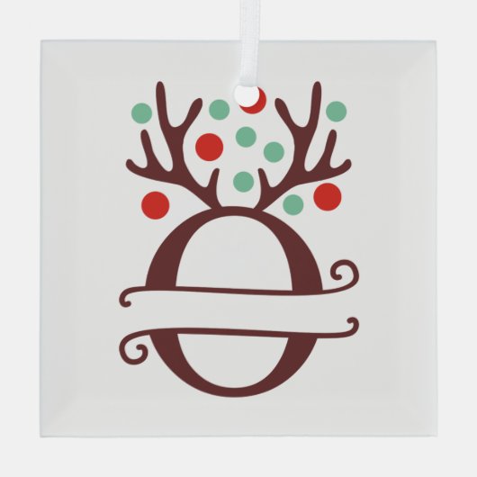 トイパーソナライズされたンデリア〔雄ジカの〕枝角名「O」 ガラスオーナメント (裏面)