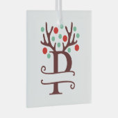 トイパーソナライズされたンデリア〔雄ジカの〕枝角名「P」 ガラスオーナメント (正面右)