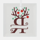 トイパーソナライズされたンデリア〔雄ジカの〕枝角名「R」 ガラスオーナメント (裏面)