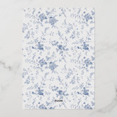 トイビクトリアンルフランスのブルークラシック結婚ズシルバー 箔招待状 (裏面)