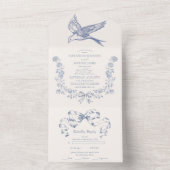 トイビクトリアンルフランスのブルークラシック結婚 オールインワン招待状 (内側)