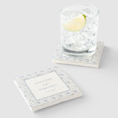 トイビクトリアンルフランスのブルークラシック結婚 ストーンコースター (横)