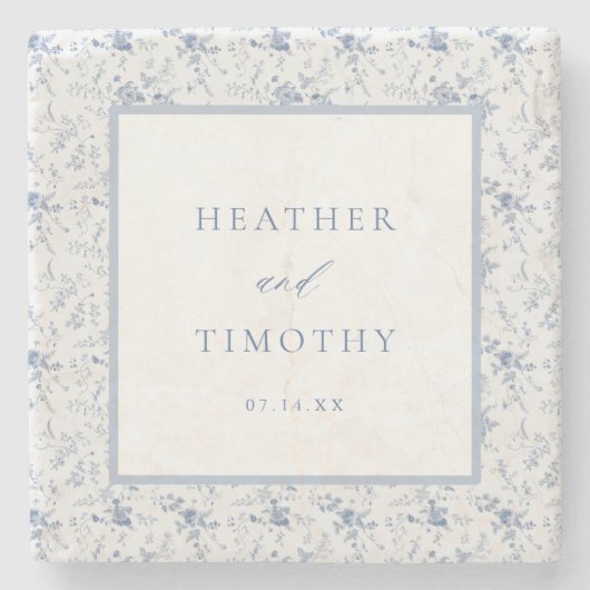 トイビクトリアンルフランスのブルークラシック結婚 ストーンコースター (正面)