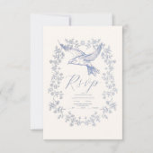 トイビクトリアンルフランスのブルークラシック結婚 出欠カード (正面)