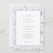 トイビクトリアンルフランスのブルークラシック結婚 招待状 (正面)