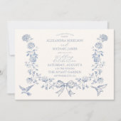 トイビクトリアンルフランスのブルークラシック結婚 招待状 (正面)