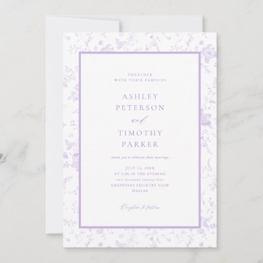 トイビクトリアンルフランスのラベクラシックンダ結婚ーズ 招待状 (正面)