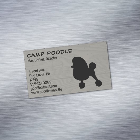 トイファンシープードルシルエットフェイクウッドスタイル マグネット名刺 (インサイチュ)