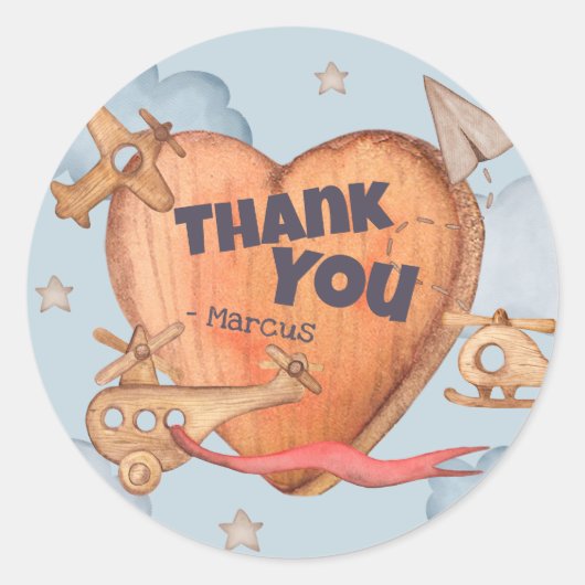 トイフライトボーイ誕生日ありがとう ラウンドシール (正面)