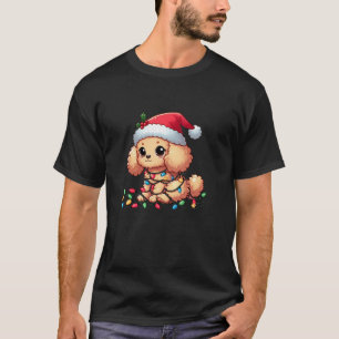 トイプードルクリスマスライトドッグおもしろいクリスマス Tシャツ