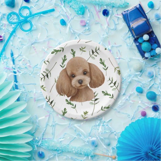 トイプードルグリーナリーボホベイビーシャワー紙プレート ペーパープレート (パーティー)