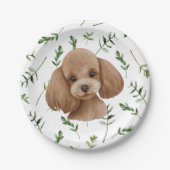 トイプードルグリーナリーボホベイビーシャワー紙プレート ペーパープレート (正面)