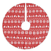 トイプードルシルエットのクリスマスパターン フェイクリネンツリースカート (正面)