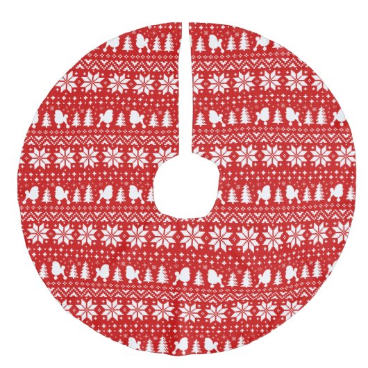 トイプードルシルエットのクリスマスパターン フェイクリネンツリースカート (正面)
