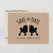 トイプードルシルエット結婚式の日付を保存 案内ポストカード (正面/裏面)