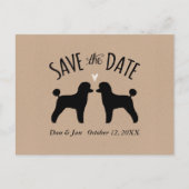 トイプードルシルエット結婚式の日付を保存 案内ポストカード (正面)