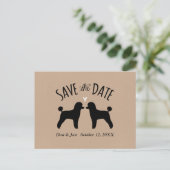 トイプードルシルエット結婚式の日付を保存 案内ポストカード (スタンド正面)