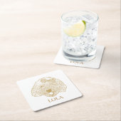 トイプードルドッグハンドパーソナライズされたスケッチ スクエアペーパーコースター (インサイチュ)