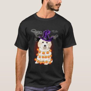 トイプードルドッグライトカボチャおかしなハロウィーン Tシャツ