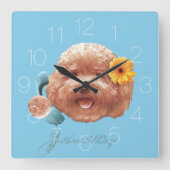 トイプードルハッピー顔 スクエア壁時計 (正面)