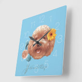 トイプードルハッピー顔 スクエア壁時計 (傾斜)