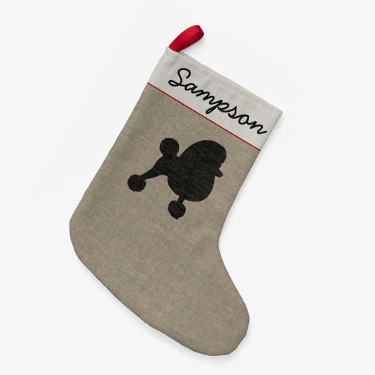 トイプードルファンシードッグシルエットミニチュアプードル スモールクリスマスストッキング (正面 (吊り時))