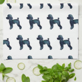 トイプードルブラックウォーターカラーシルエット キッチンタオル (折り畳み)