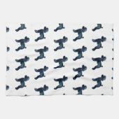 トイプードルブラックウォーターカラーシルエット キッチンタオル (横)