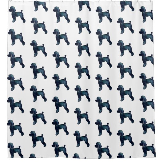 トイプードルブラックウォーターカラーシルエット シャワーカーテン (正面)