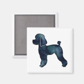 トイプードルブラックウォーターカラーシルエット マグネット (正面/裏面)