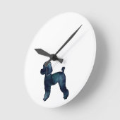 トイプードルブラックウォーターカラーシルエット ラウンド壁時計 (傾斜)