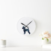 トイプードルブラックウォーターカラーシルエット ラウンド壁時計 (ホーム)