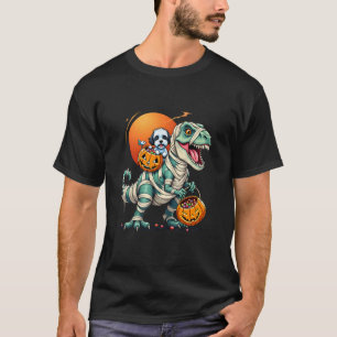 トイプードル乗馬ミイラTレックス恐竜ハロウィーン Tシャツ