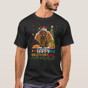 トイプードル犬ハッピートイプードルHellothanksmas Tシャツ