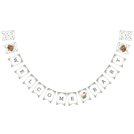 トイプードル緑の赤ちゃんシャワーパピー バンティングフラッグ (全)