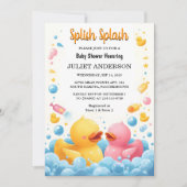 トイプールフォームBashツインゴムアヒル赤ちゃんシャワーの 招待状 (正面)