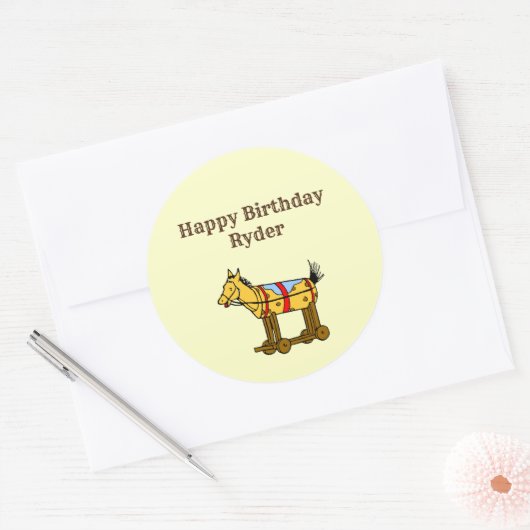 トイホースヴィンテージアート編集可能ウェスタン ラウンドシール (封筒)