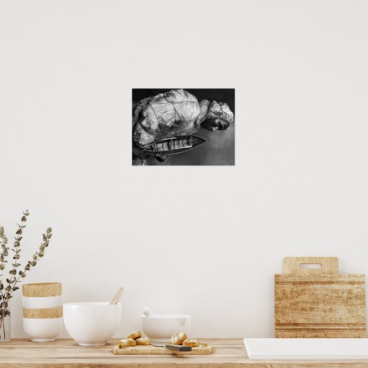 トイボート付き防水ジャケットを着用したカヤーカー ポスター (キッチン)