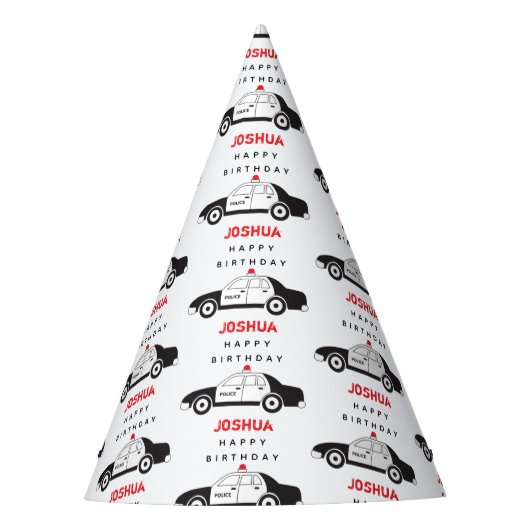 トイポリスカー名前をカスタムする子供の誕生日 パーティーハット (正面)