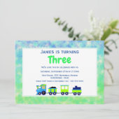 トイモダントレイン水彩3歳の誕生日パーティー 招待状 (スタンド正面)