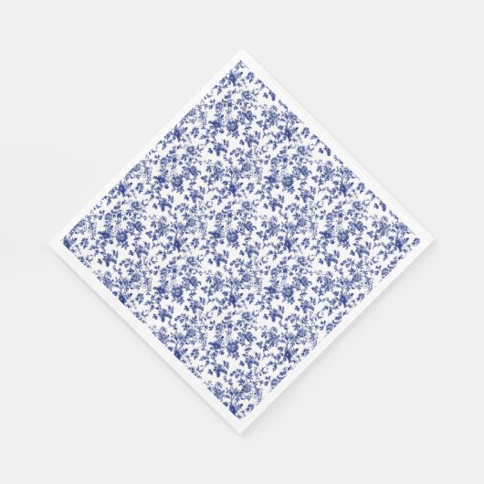 トイルエレガントデジュイフローラブルーボウベイビーシャワー スタンダードランチョンナプキン (角)