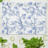 トイルエレガントデジュイブルーイースターバニー キッチンタオル (折り畳み)