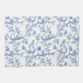 トイルエレガントデジュイブルーイースターバニー キッチンタオル (横)