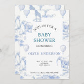 トイルエレガントデジュイブルーベビーシャワー招待状 招待状 (正面/裏面)